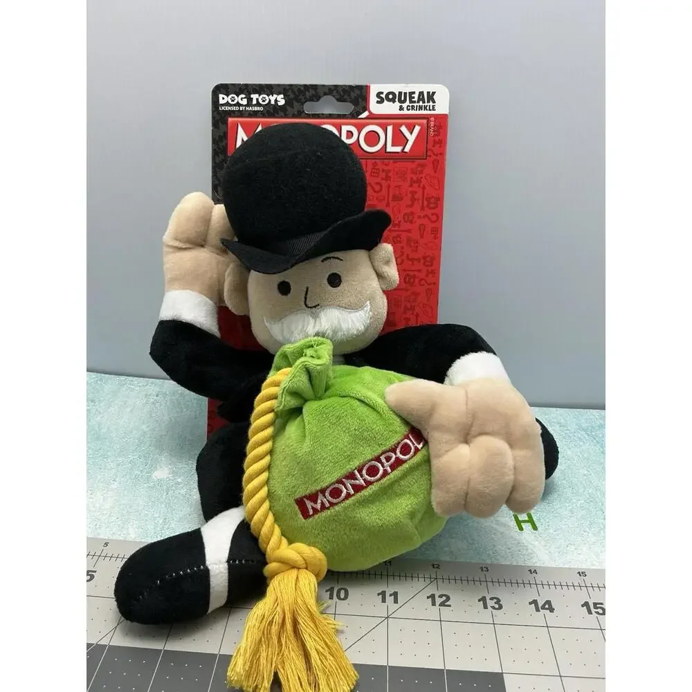 Hasbro Mr. Monopoly Mr. Money Bags Squeaker & Crinkle Dog Toy Brand New